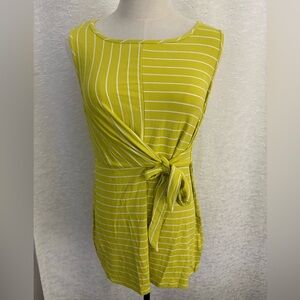 Nina Leonard Lime Green Striped Tank Top